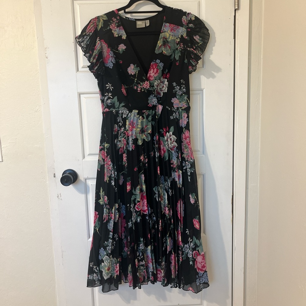 ASOS Black Floral Midi Dress